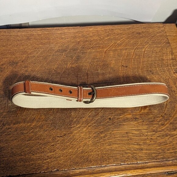 Vintage Leather Canvas Belt 80’s Preppy‎ Classic Stacked main image 8